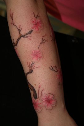 Cherry Blossom Sleeve Tattoo